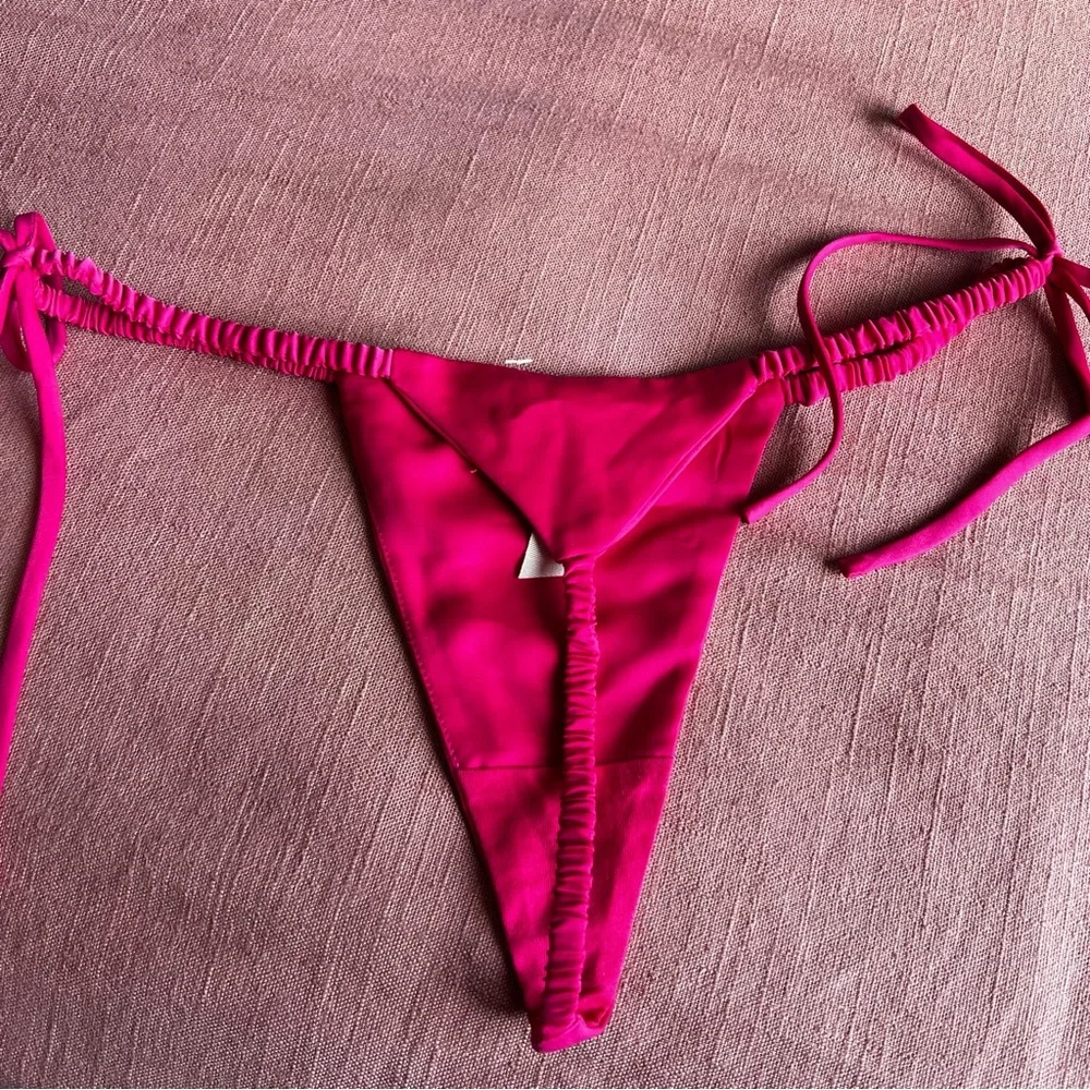 Intimately FP free people thong elastic faux bow pink fuchsia small